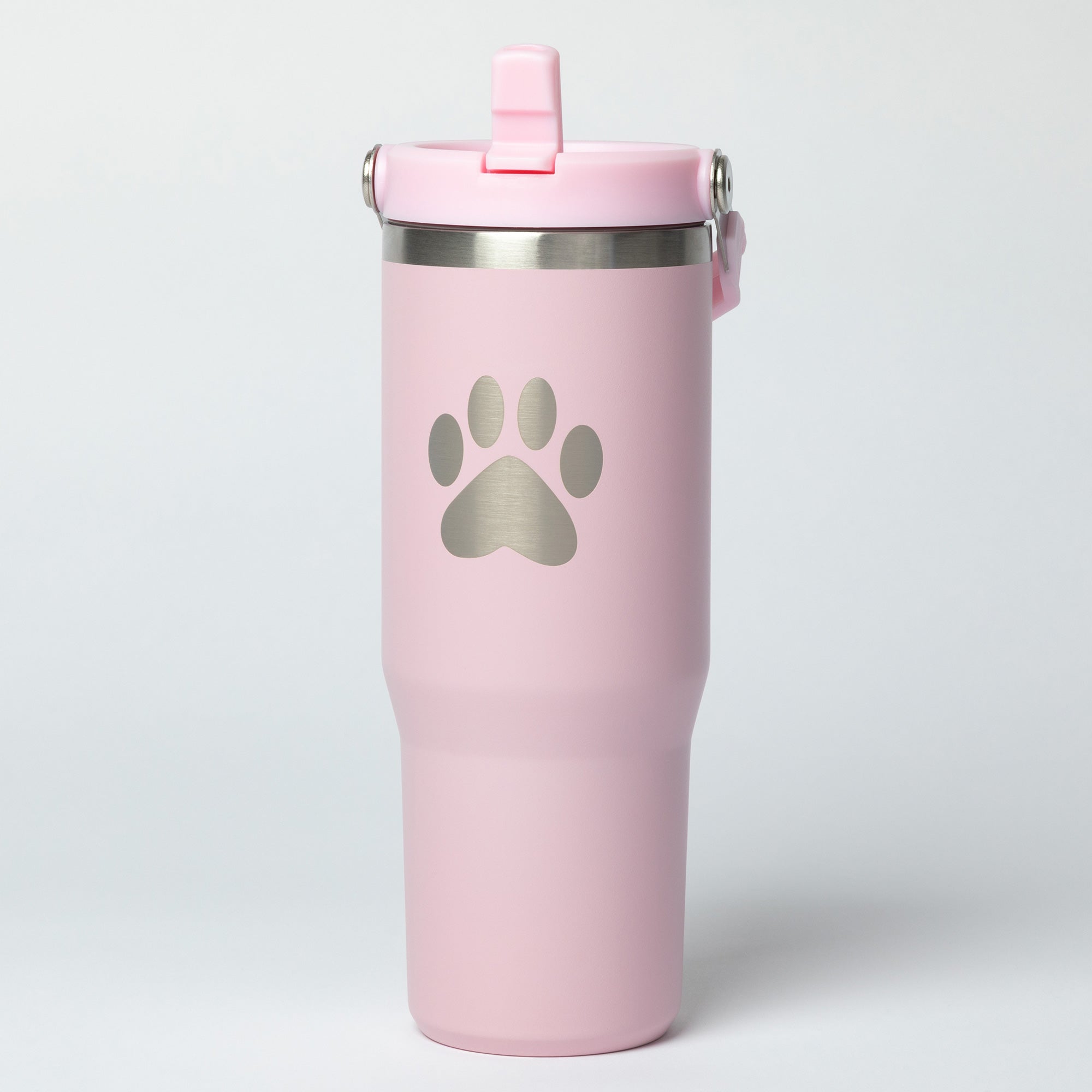 Paw Print Stainless Steel Tumbler with Flip Straw - 30 oz