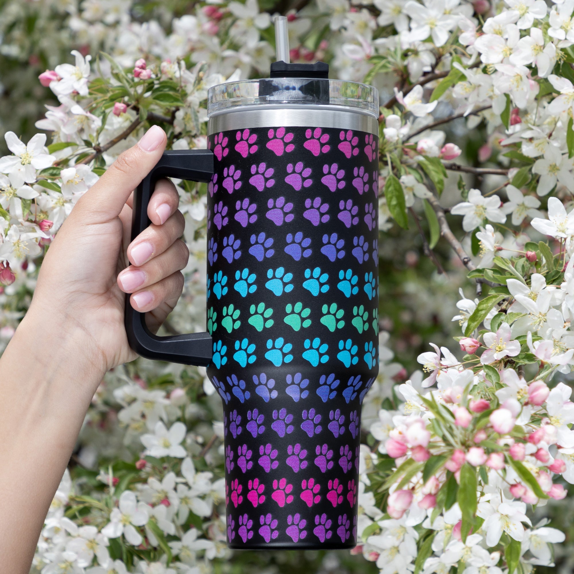 Paw Print Vacuum Sealed Stainless Steel Tumbler - 40 oz