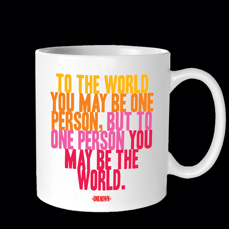 """to the world"" mug"