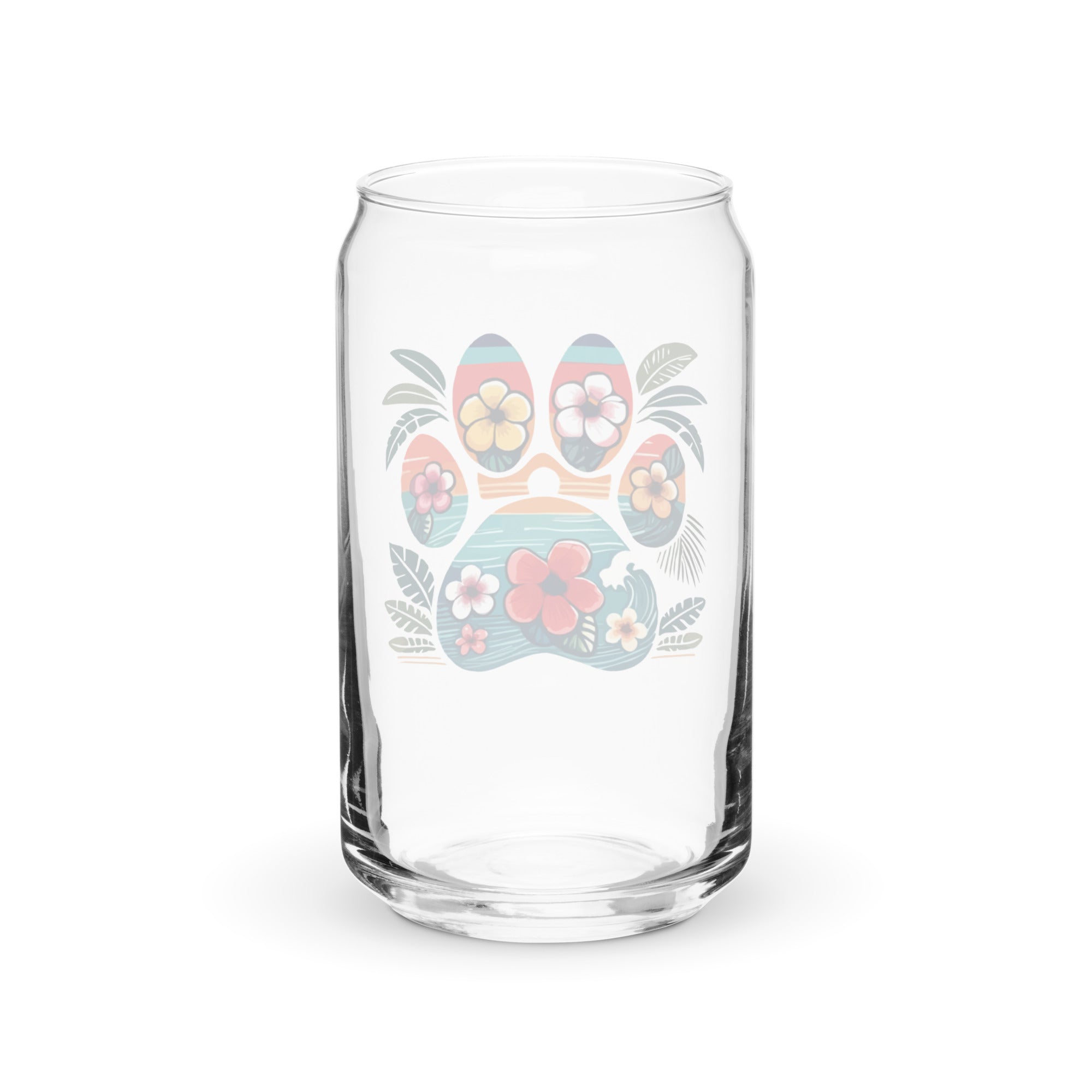 Tropical Paw Print Glass