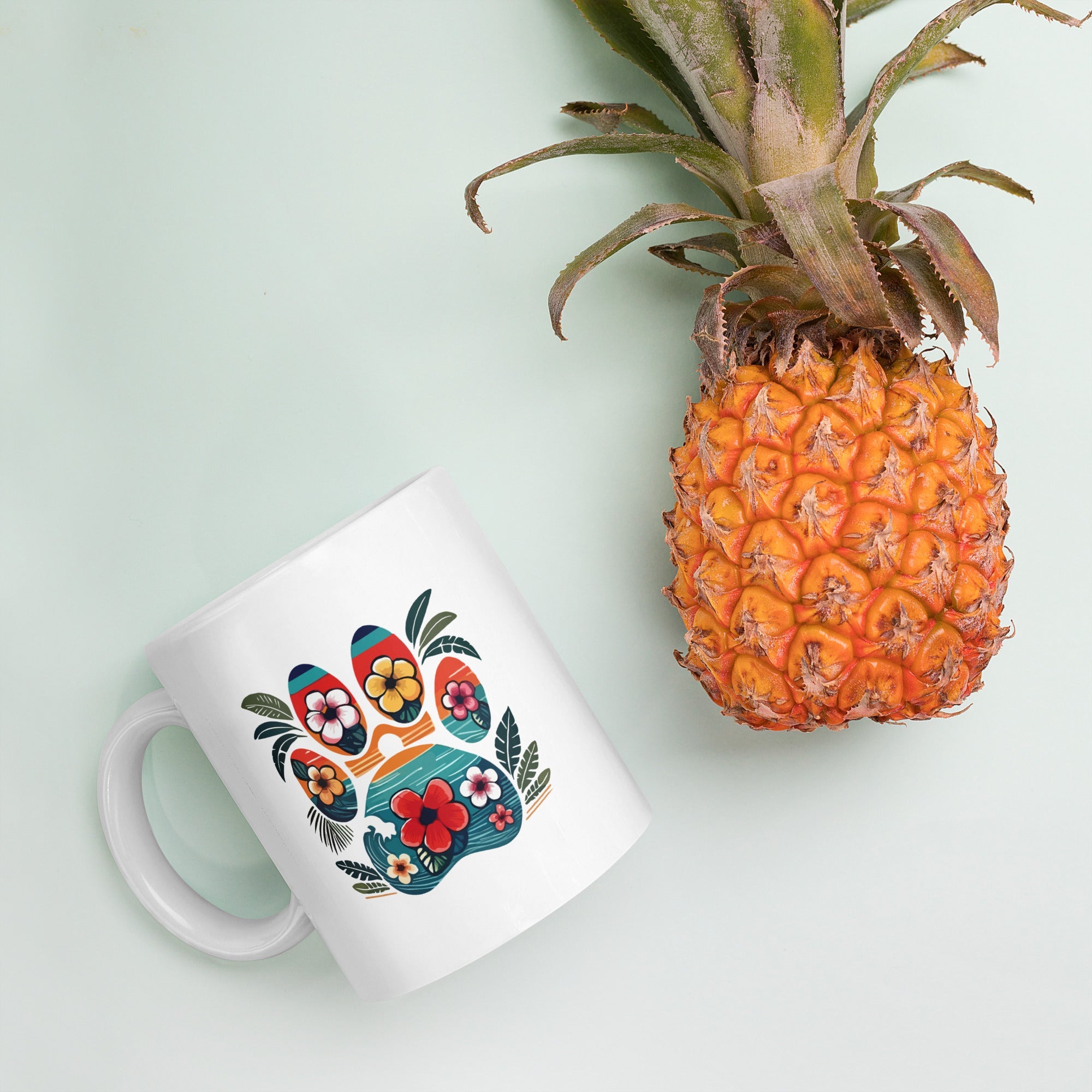 Tropical Paw Print Mug