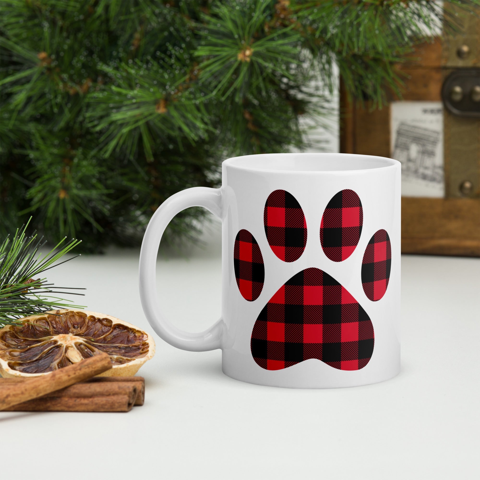 Gingham Paw Print Mug