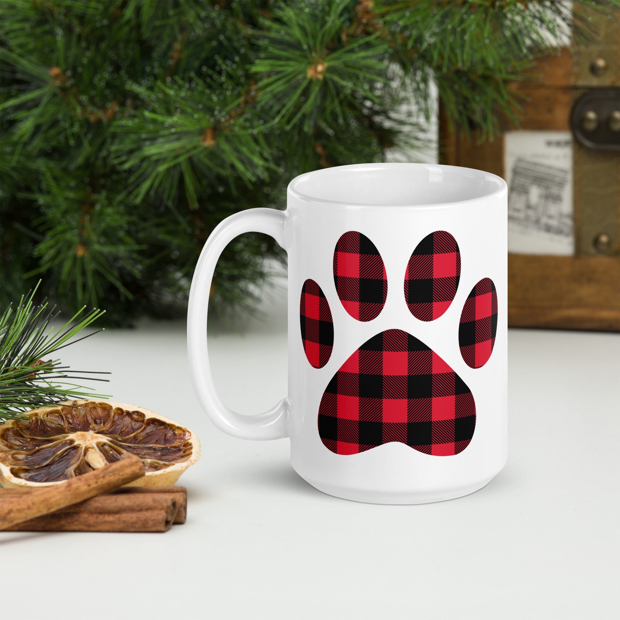 Gingham Paw Print Mug