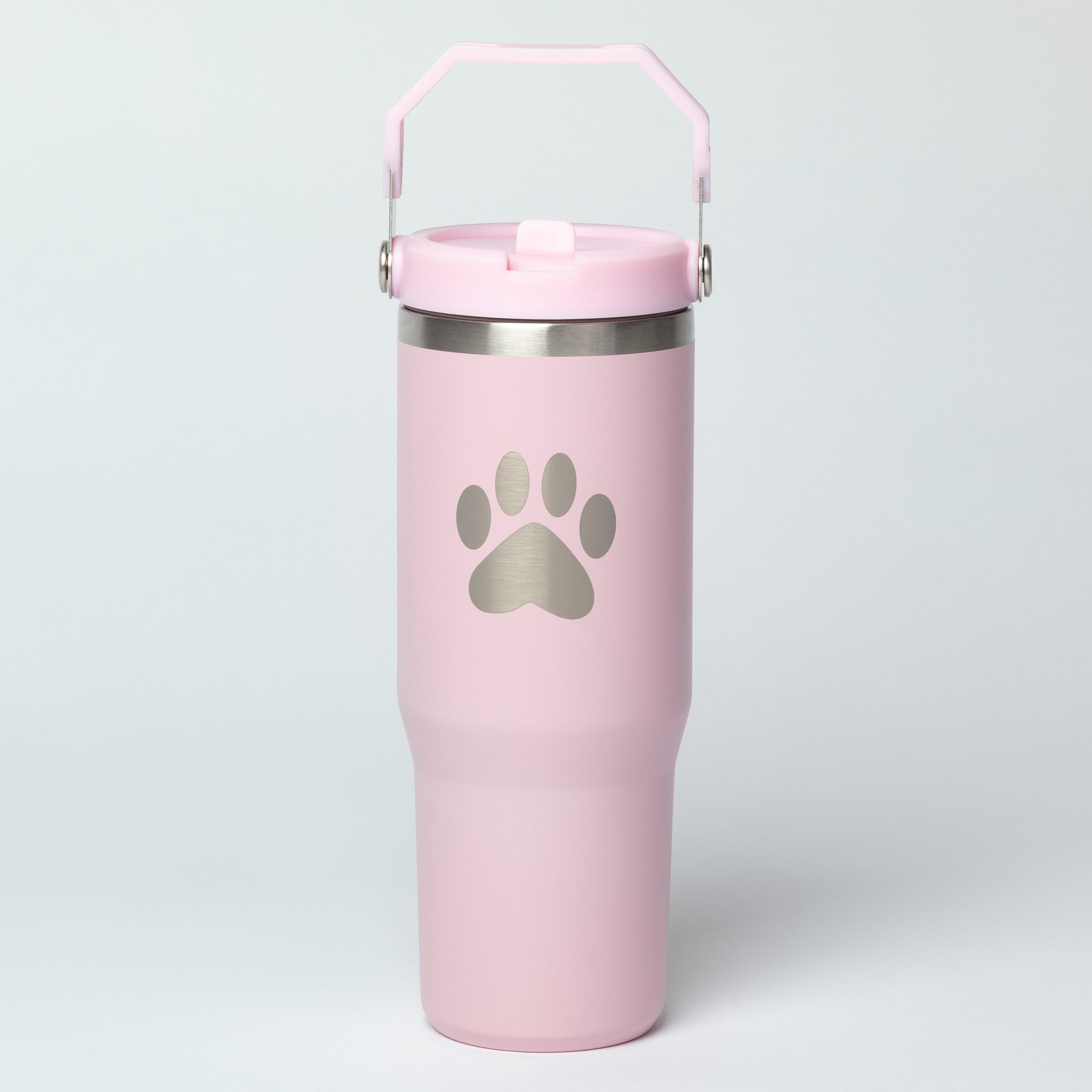 Paw Print Stainless Steel Tumbler with Flip Straw - 30 oz