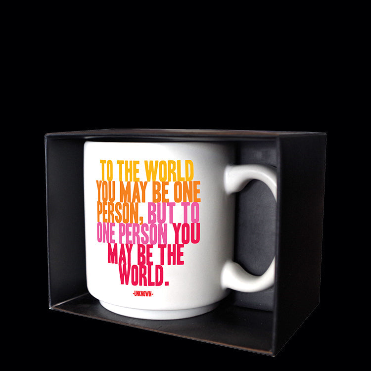 """to the world"" mini mug"