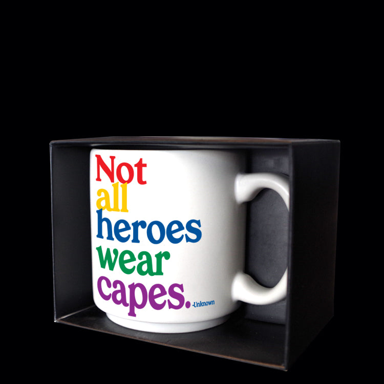 """not all heroes"" mini mug"