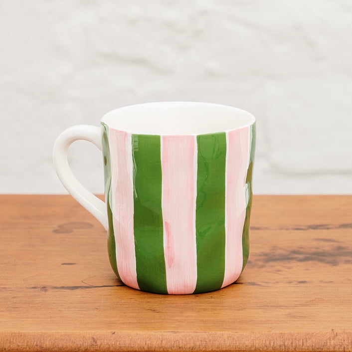 Pink + Dark Green Stripe Mug